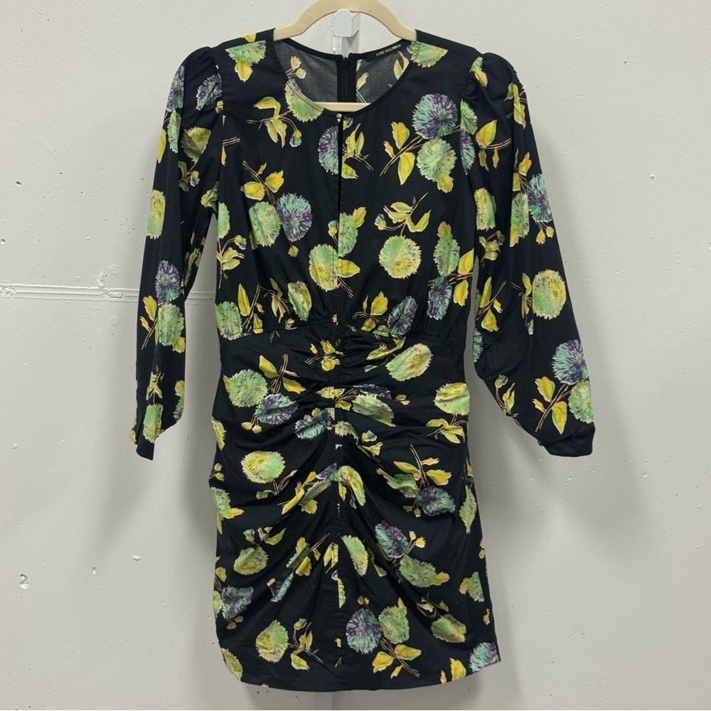 Kobi Halperin Floral Bodycon Ruched Mini Dress Keyhole